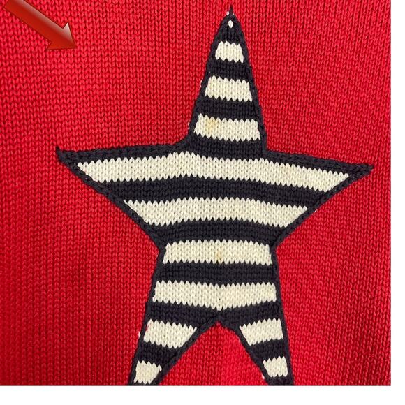 The Quacker Factory Tunic Sweater Women's M Red Patriotic Striped Knit VTG Star - Picture 9 of 10